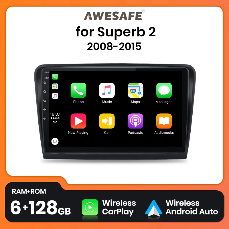 AWESAFE PX9 Plus Car Radio For Skoda Superb 2 2008 - 2015 wireless CarPlay Android Auto No 2 din 2din DVD