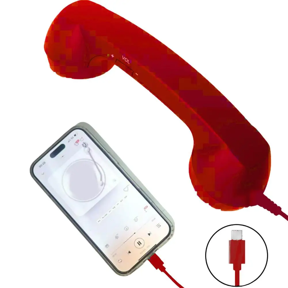 Retro telefoonhoorn Type-C en 3,5 mm telefoonkopset Draagbare vintage telefoonheadset voor mobiele mobiele videoconferenties