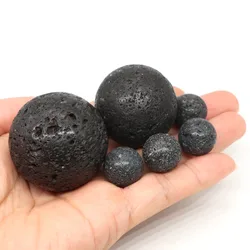 Natural Stone Black Volcanic Lava Crystal Ball Globe Reiki Healing Massage Quartz Sphere Gemstone Chakra Mineral Specimen Decor