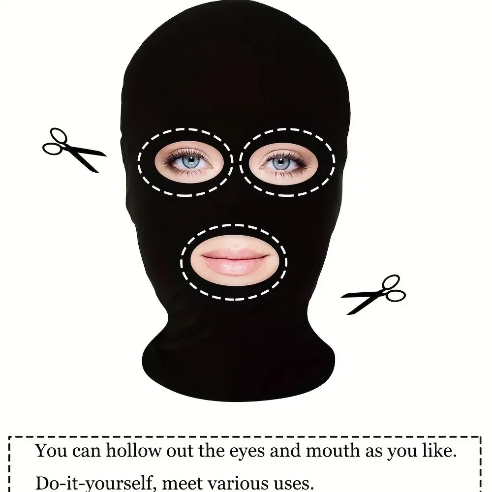 Cappello copricapo nero in spandex senza foro Protezione completa Protezione antivento Copricapo traspirante ad alta elasticità per uomo e donna