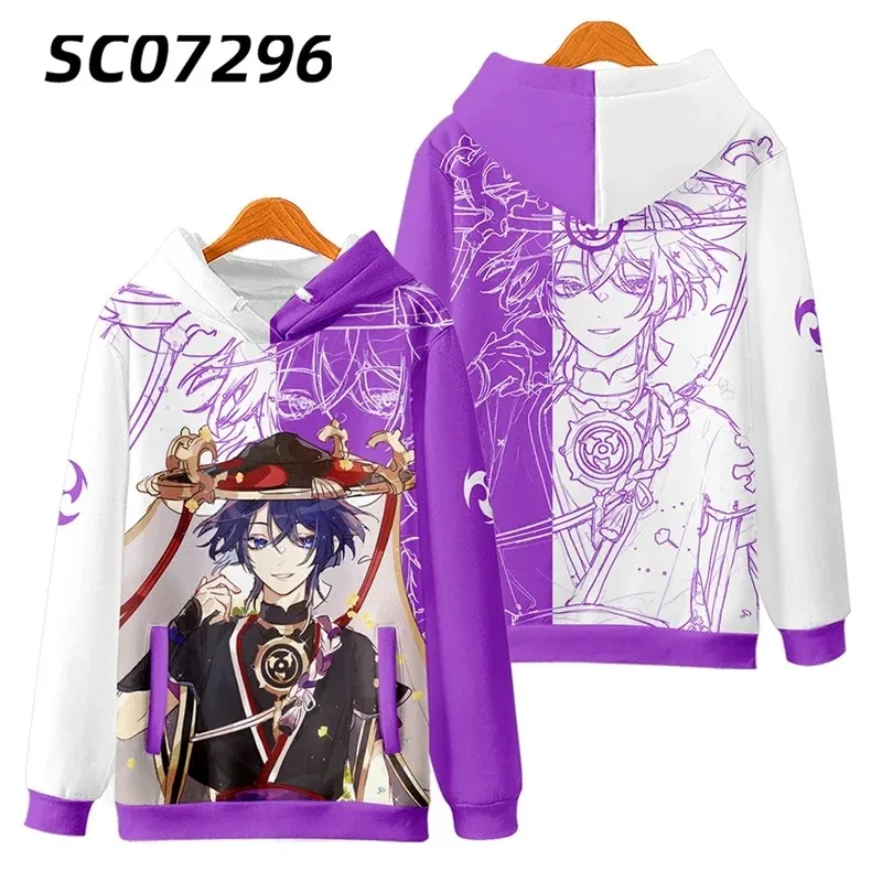 Genshin Impact 3D Print Zip Up Hoodie Women Men Graphic Sweatshirt Streetwear Hip Hop Scaramouche Cosplay Zipper Hooded Jacket