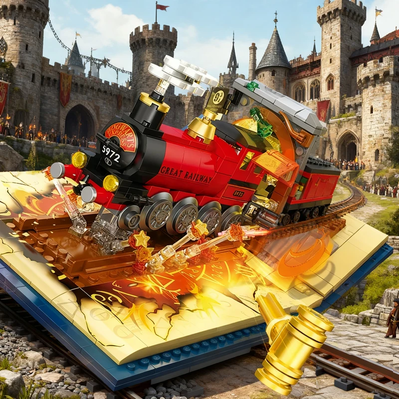 

Classic Wizard Train Book Moc Building Blocks Sets DIY City Street Bricks Home Docor Toys Birthday Gifts for Kids Children Adult