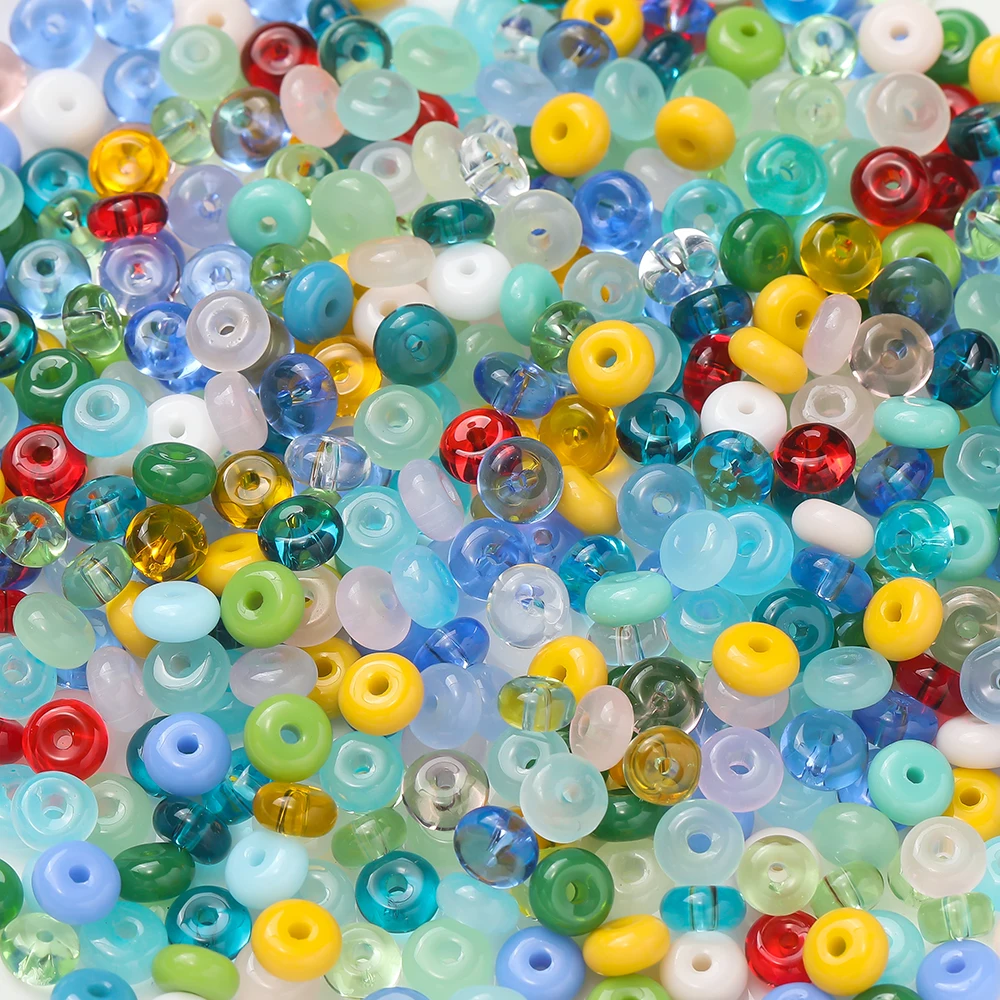 50 pièces/sac excellentes perles de riz en verre perles de roue colorées uniques perles en vrac de couleur bonbon faites à la main bijoux à bricoler soi-même Bracelets