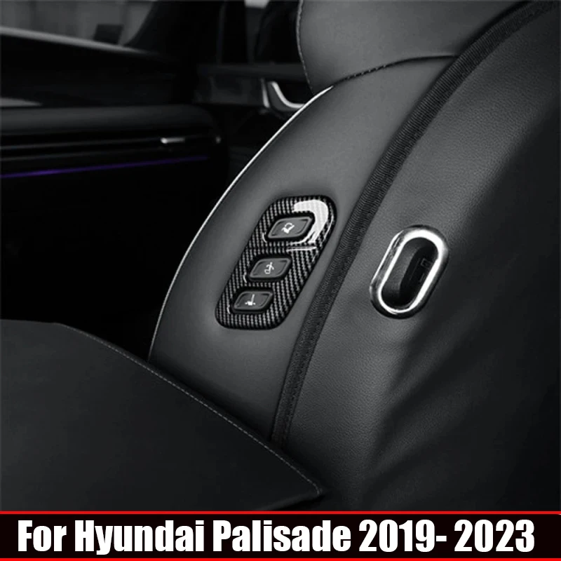 For Hyundai Palisade 2019-2023 ABS Carbon Fiber Seat Back Adjustment Panel Lifting Seat Boss Button Control Switch Sticker trim