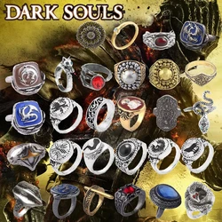 Souls Ring Adjustable Rings Gemstone Chloranthy Metal Chrysanthemum Ring for Women Men Cosplay Jewelry Accessories Gift