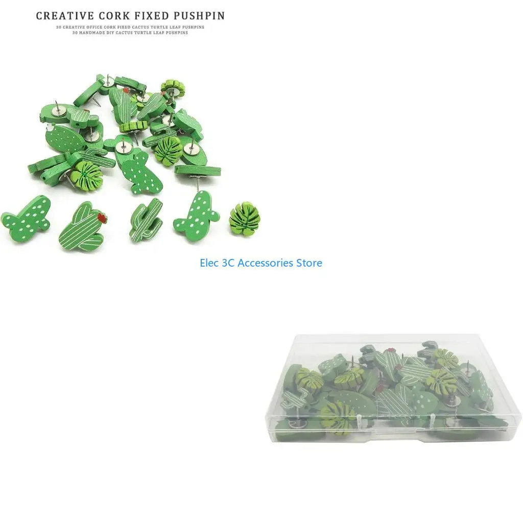 

Y51A 30 Pack Cartoon Cactus ThumbNails Wall Maps Push Pins Steel Pushpin for Photos Maps Bulletin Cork Boards Marker