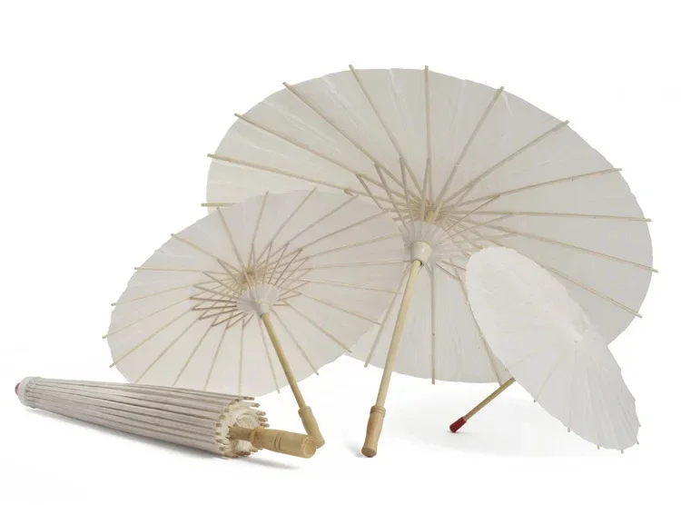 40/60/80cm Blanker Weißer Papierschirm Vintage Bambus-Sonnenschirm Chinesisches Kunsthandwerk für Hochzeitsdekoration, Fotografie-Requisiten, DIY-Malerei – Detail 21