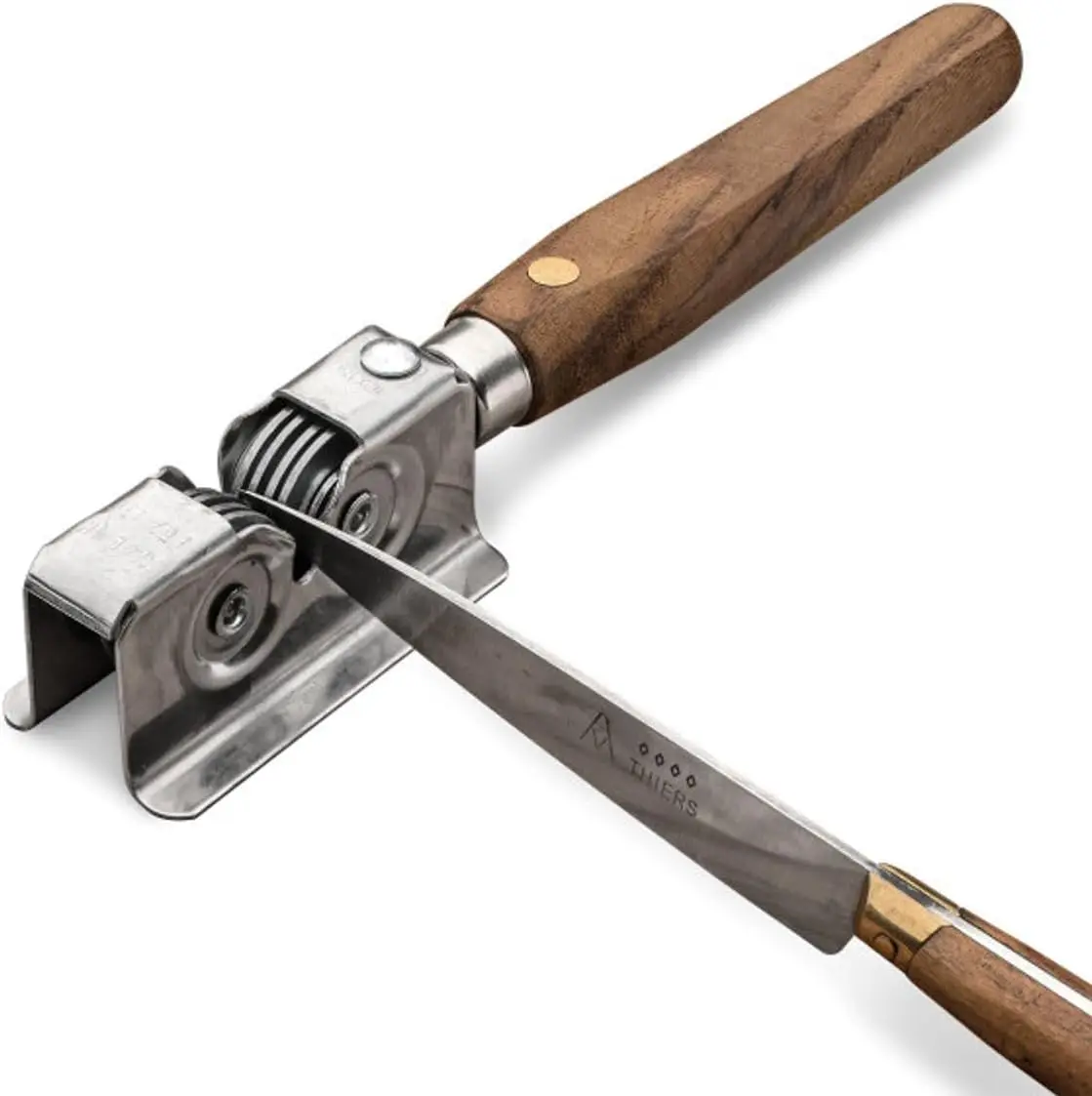 

Ручная точилка для ножей с вращающимися дисками и ручкой Bubinga для карманных ножей, кухни и фиксированных лезвий — инструменты Kings County