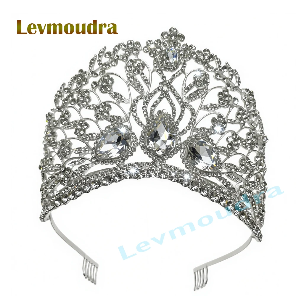 

Levmoudra Pageant Tiaras and Crowns for Women Crystal Princess Tiaras Rhinestone Queen Crowns For Wedding Bridal
