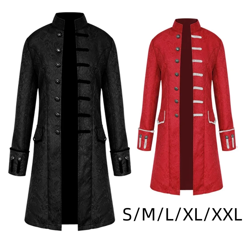 Herren Steampunk Vintage Frack Jacke Gothic viktoria nischen Gehrock Uniform Halloween Kostüm