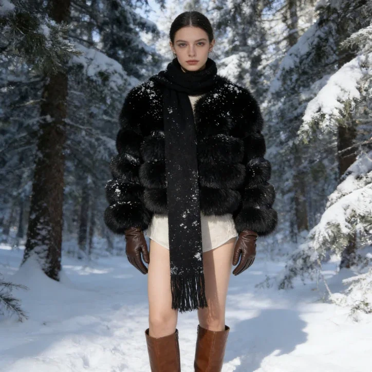 

NEW Long Sleeve Faux Fur Coat 2025 Winter Women Fashion Thick Warm Fuzzy Coat Outerwear Female Gray/Black Fake Fur Jacket