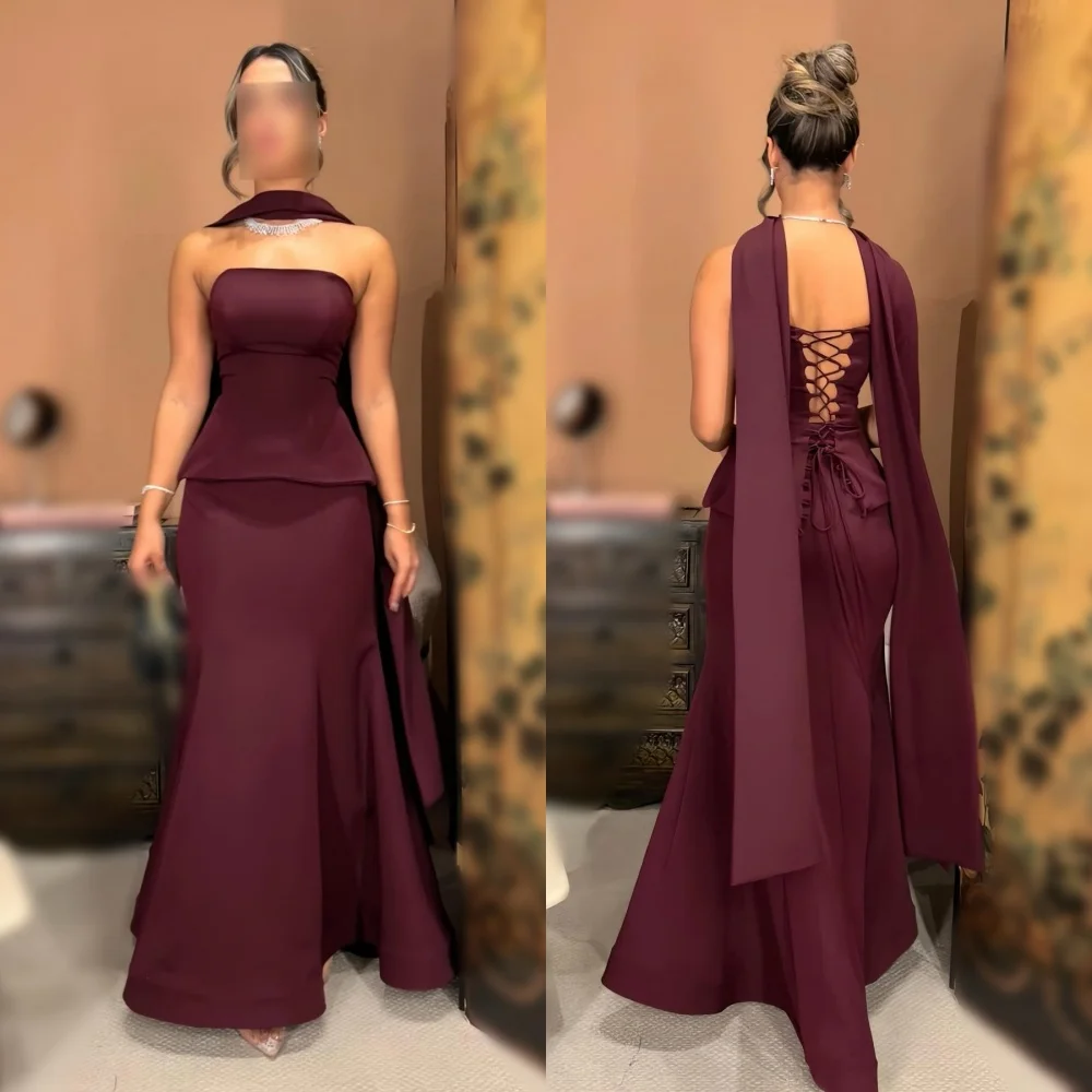 

Customized Jersey Lace-up Strapless MermaidLong Dresses Bespoke Occasion Prom Elegant Party Homecoming Dress