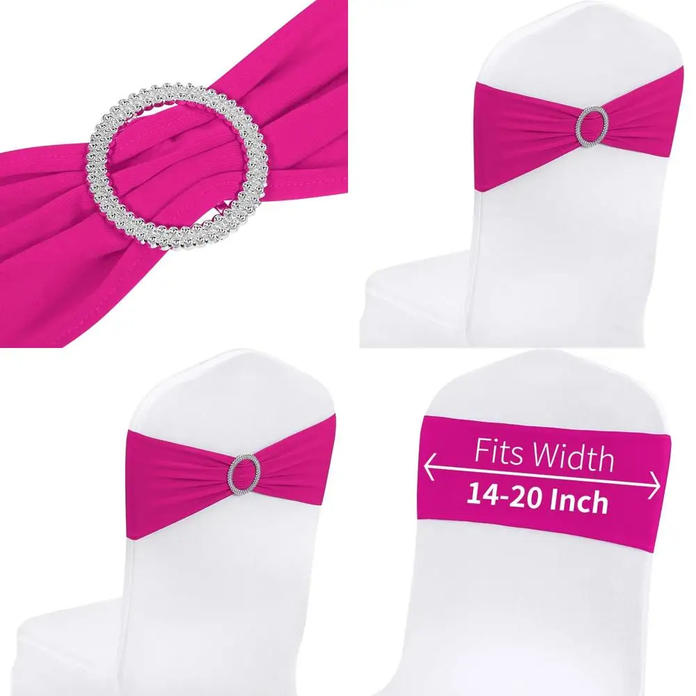 

100pcs Fuchsia Chair Sashes with Buckle Sliders for Wedding and Party Decor