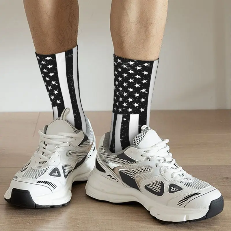 Cute Grunge American Flag Socks Women Men Warm 3D Printed United States USA Stars Stripe Basketball Sports Socks