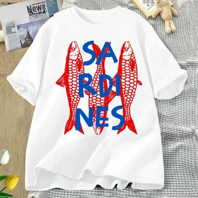 Camisetas de sardinas camisetas de pescado de moda camisetas casuales de manga corta camisetas de cuello redondo stil #4