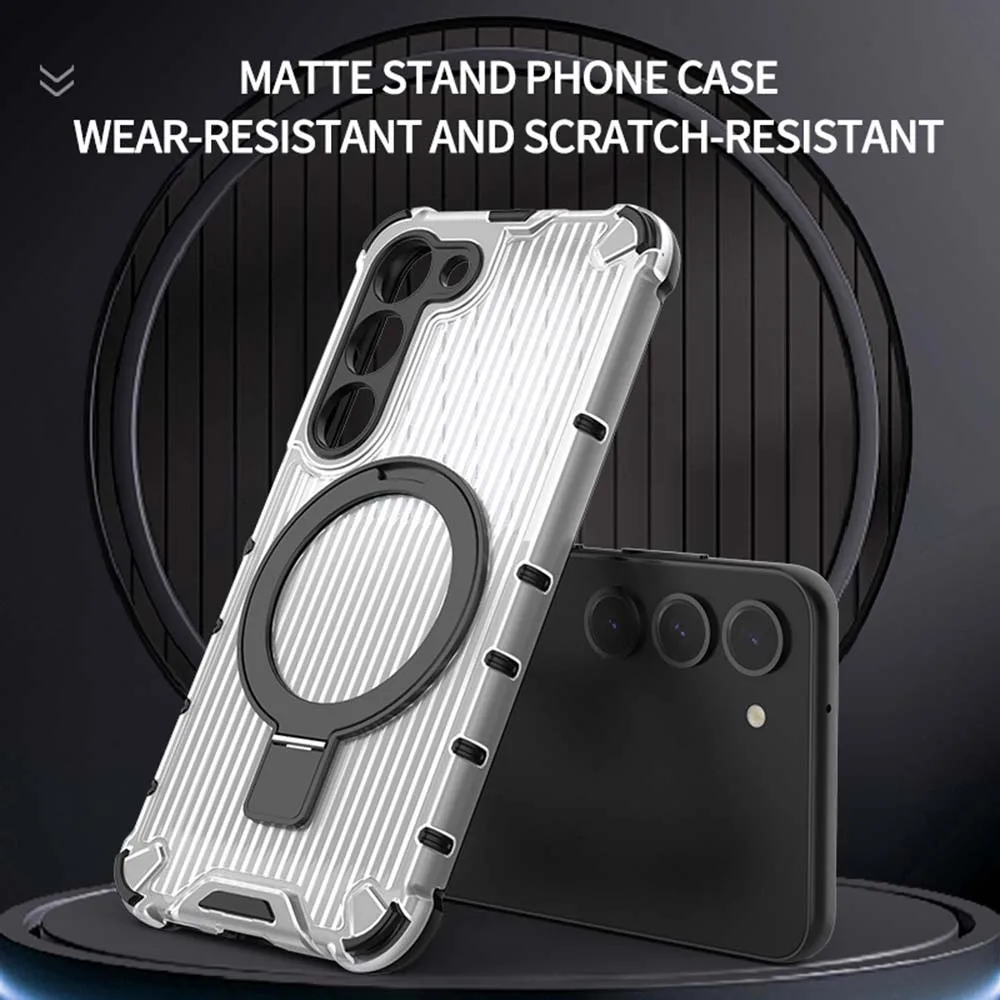 Grating Style Magnetic Stand Case For Samsung A Series A55 A 55 35 25 15 54 34 14 13 5G Shockproof TPU PC Cover Skin