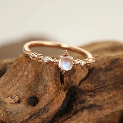 Moonstone Ring For Women Fashion Trend Stainless Steel Finger Ring Female Engagement Jewelry