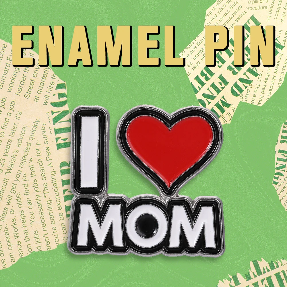 Cute I Love Mom Heart Enamel Pin Classic Red Heart Letter Design Brooch Mother Day Fashion Backpack Badge