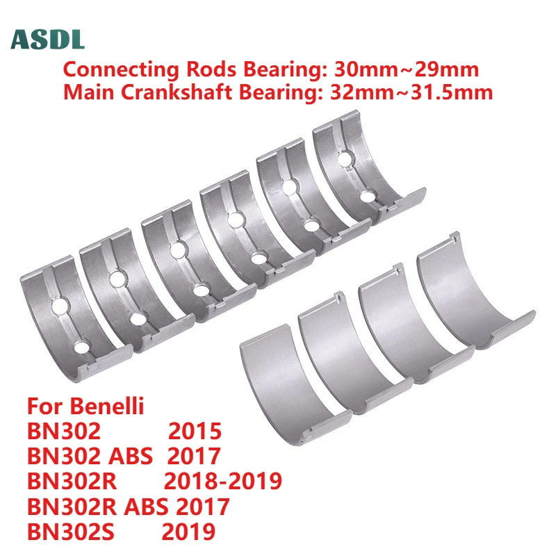 

Motorcycle Engine Crankshaft & Connecting Rod Bearing Set STD For Benelli BN302 2015 BN302 ABS 2017 BN302R 2018-2019 BN302S