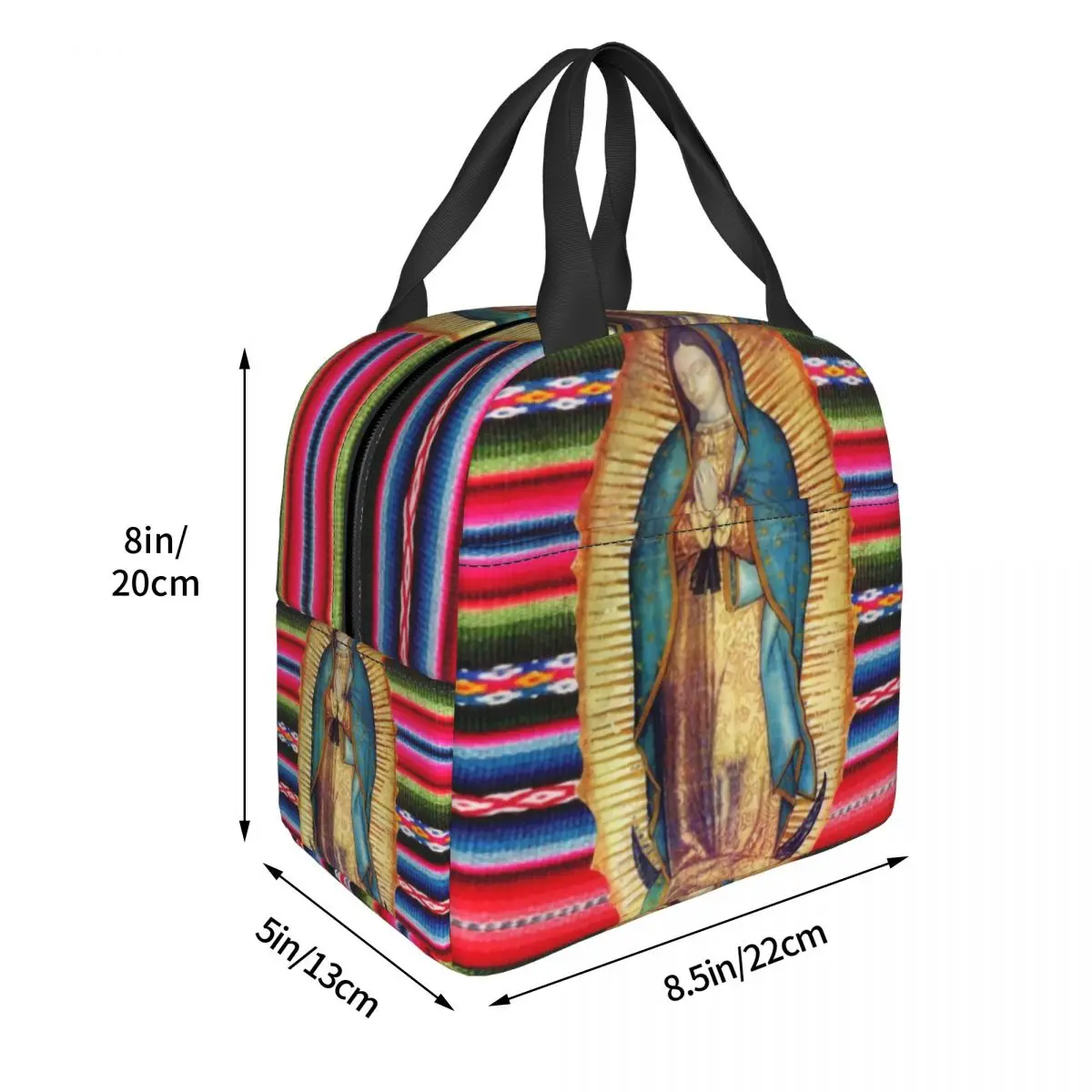 Our Lady Of Guadalupe Virgen Maria Zarape Insulated Lunch Bag for Women Waterproof Virgin Mary Catholic Thermal Cooler Bento Box