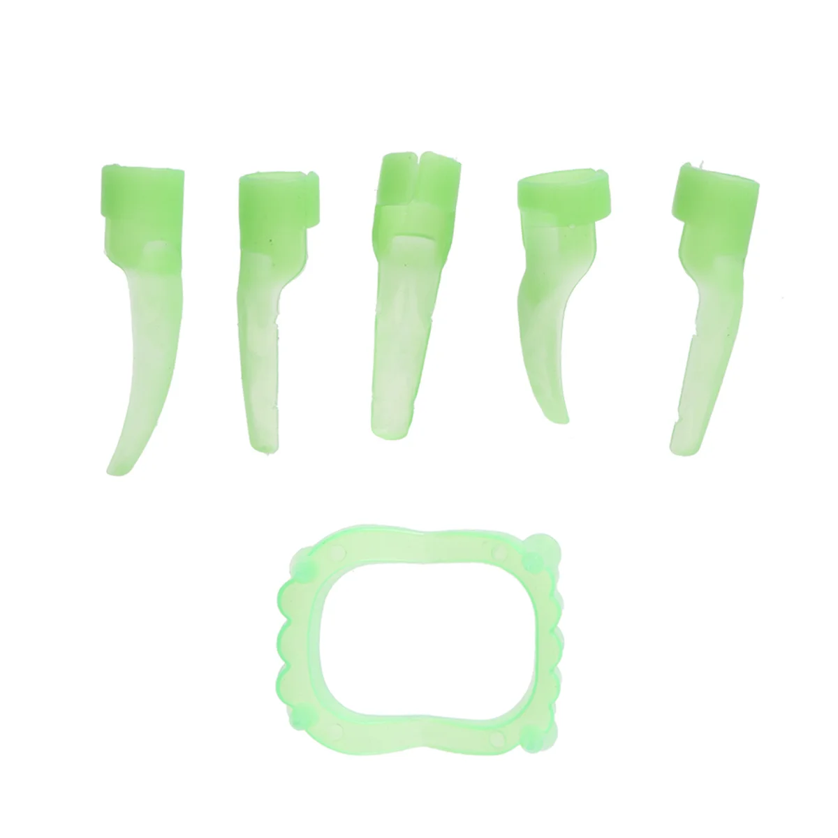 

12Pcs Fake Teeth Fake Finger Nails Glow in Dark Luminous Halloween Costume Accessory Set for Prank Trick Props Horror Party