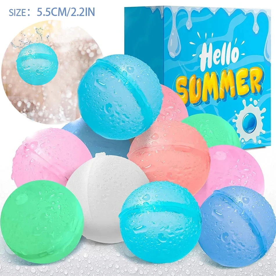 6‑60Pcs Reusable Water Balloons Quick Fill Self Sealing Water Ball Swimming Pool Water Toy Splash Water Balls