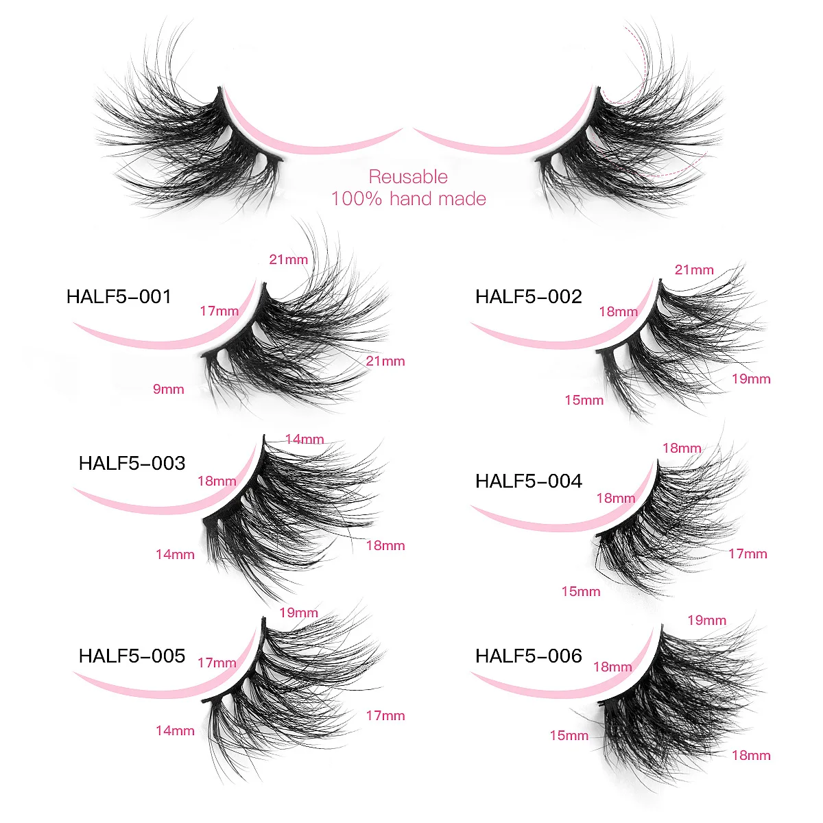 Vipuda Half Lashes 5Pairs Fluffy Wispy 3D Faux Mink Lashes Soft Eyelashes Extensions Handmade Makeup Long Half Fake Lashes