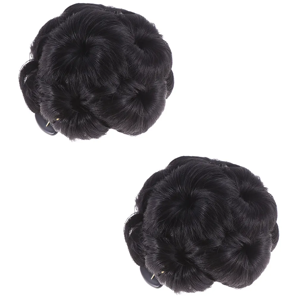 

2Pcs Flower Design Hair Bun Clips for Women High Temperature Fiber Lightweight Easy Elegant Updo Fixator Ideal Gift Bun Hair