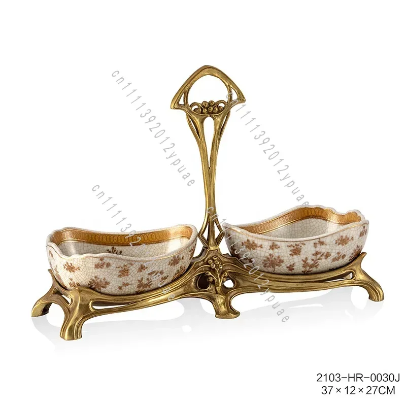 White Luxury Brass Porcelain Decorative Plate, Ceramic Wall Hanging Dish Home Wall Art Ornament