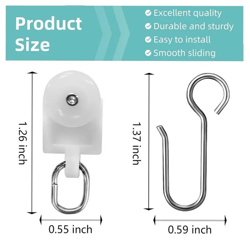 ABVT-Ceiling And Wall Mounted Curtain Track Room Divider Curtain Rods Rail Roller Hooks Dedicated Track