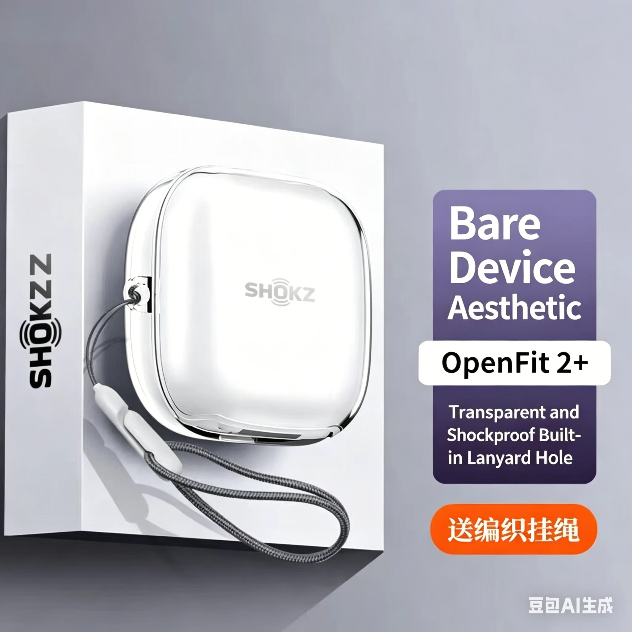 Étui transparent en TPU pour écouteurs SHOKZ OpenFit2+ - Coque pour écouteurs Bluetooth OpenFit T921 - Étui portable transparent pour écouteurs