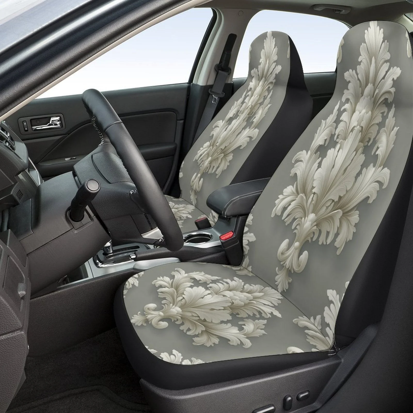 Baroque Pattern Designed Car Seat Cover Set For Most Cars, Fashionable Novelty Car Seat Protector Covers Full Set, Car Seat Cov