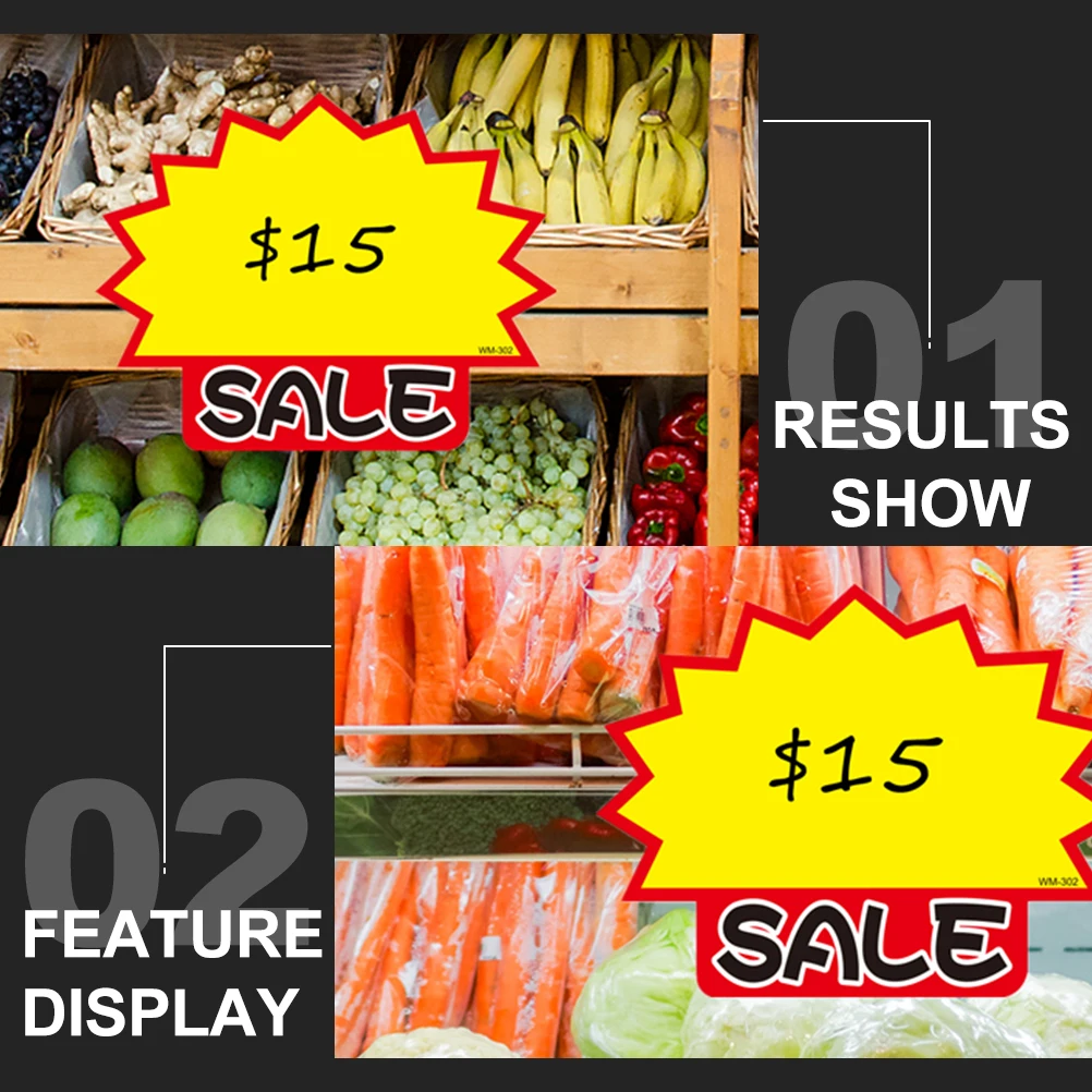

50 pcs Price Tags Premium Paper Advertising Signs Promotional Stickers Retail Shop Market Garage Sale School Carnival File