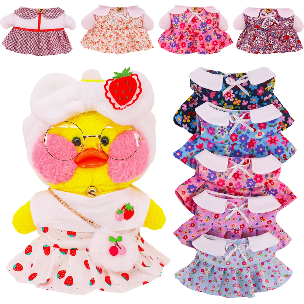 Doll Clothes For Yellow Duck Uniform Sweater Floral Dress 30cm Lalafanfan Duck Doll Accessories Bags Children Toy Birthday Gifts