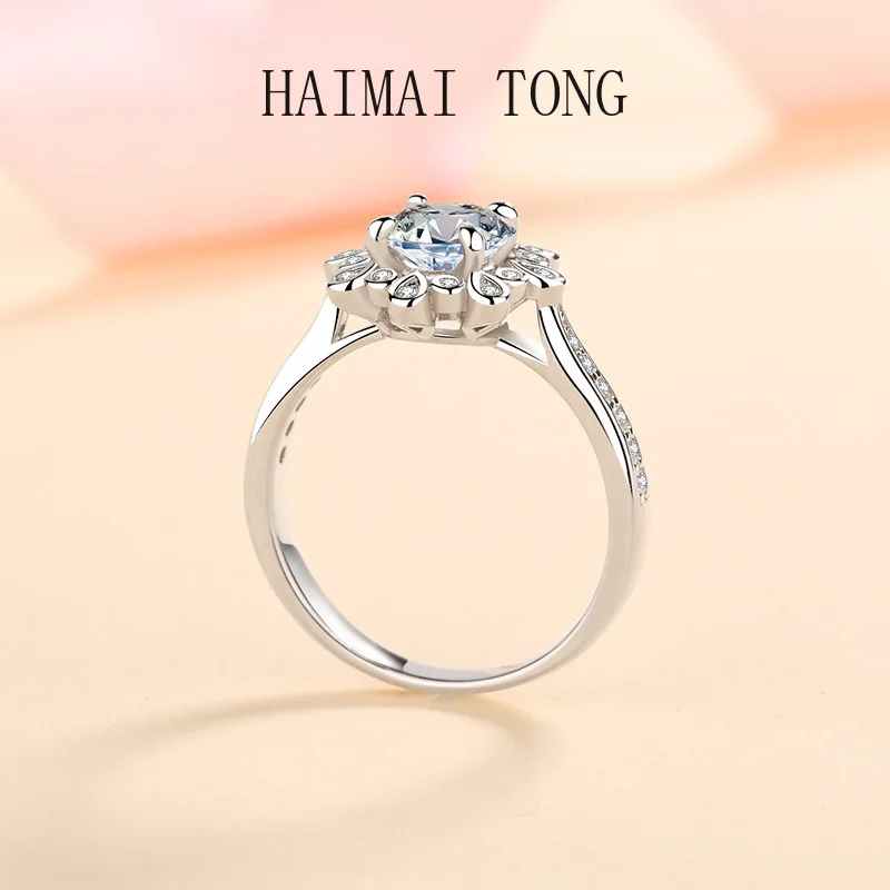 

HAIMAITONG New style platinum ring set with moissanite and pt950 platinum alloy, women's jewelry.