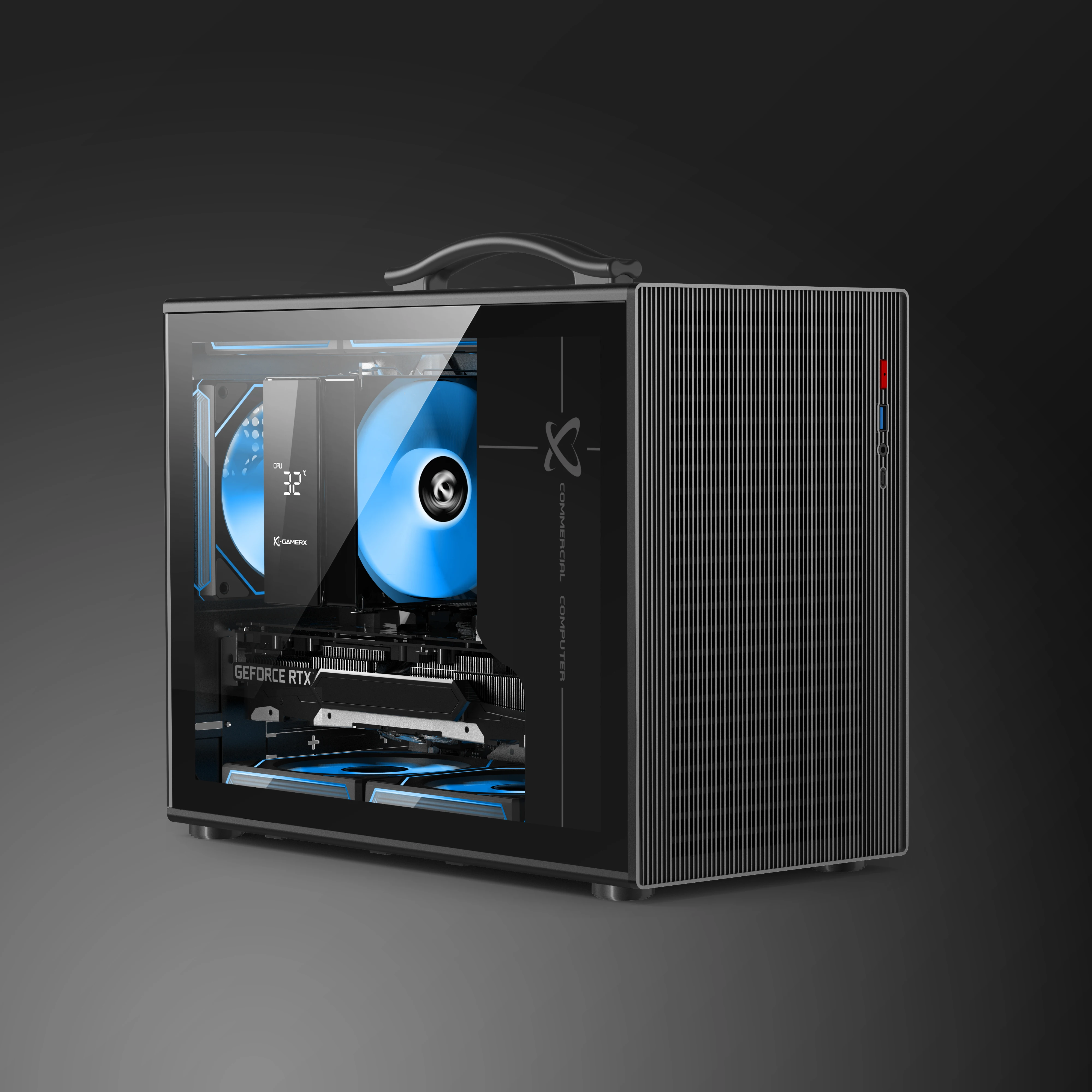 Power Train X-Gamerx M1 Gehäuse MATX/ITX Desktop Mini Glasseite Transparentes Gaming-Gehäuse Unterstützt ATX/SFX Netzteil PC-Gehäuse