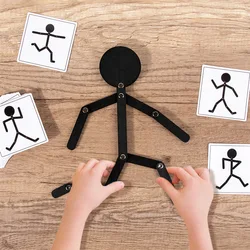 Kids Montessori Educational Wooden Stick Men Puzzle Game Kids Hand Skill Fine Motor Training Assemble Toys for Baby Imagination