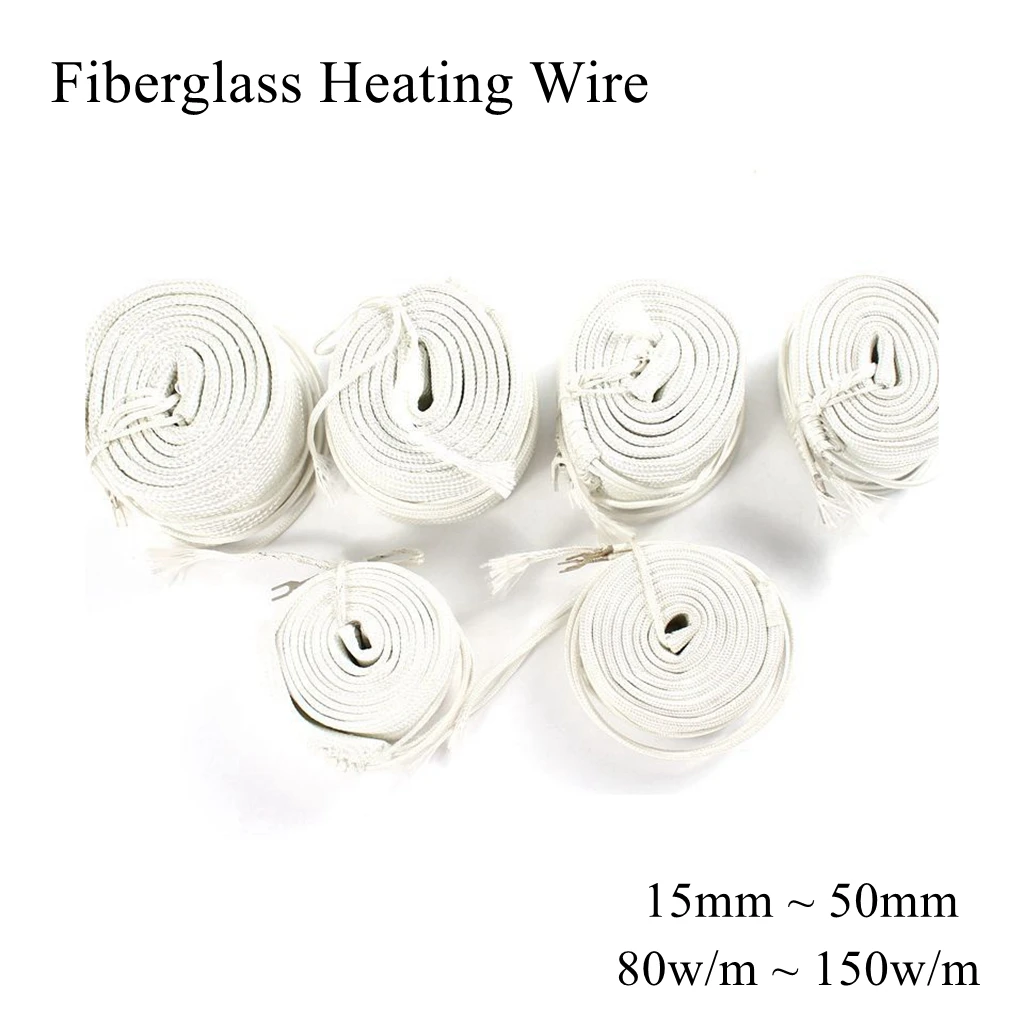Glass Fiber Heating Belt Wire Electric Fiberglass Sheath Cable Band Strap Strip Infrared Dry Freeze Water Fire Pipe Rod 12V 220V