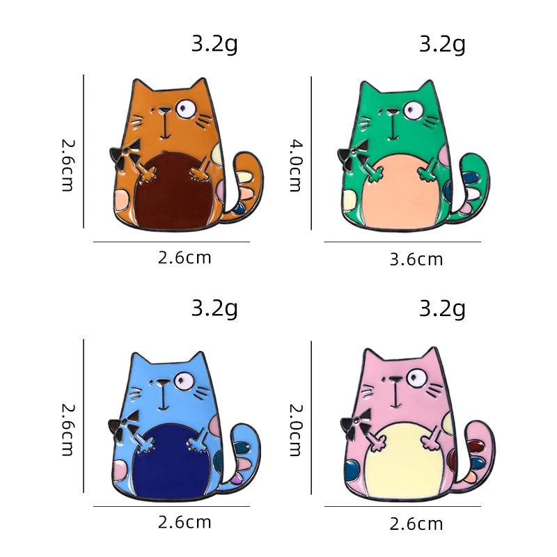 New fashion exaggerated cute colorful spots kitten brooch creative cute animal pins clothing bags hats badge  accessories