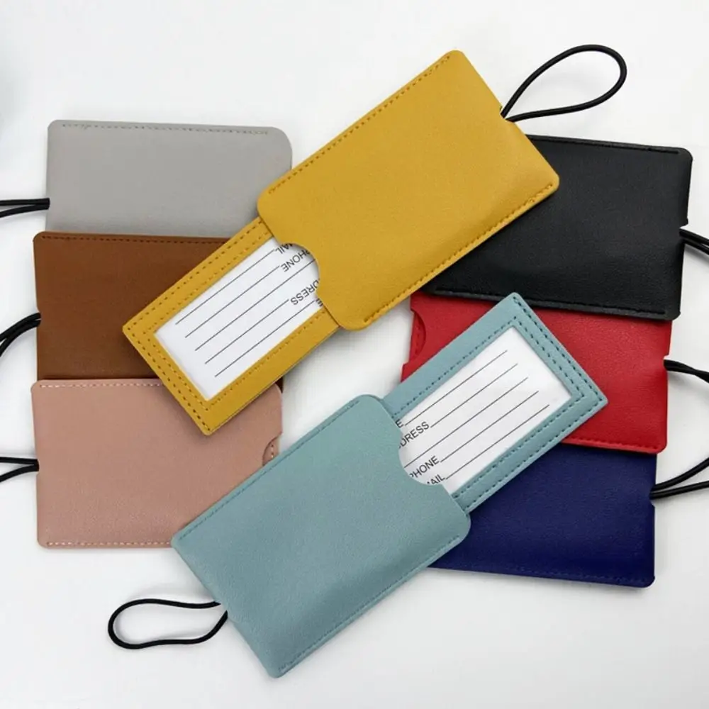 PU Leather Pull out Luggage Tag Backpack Accessories Red Color Name ID Address Tags Soft Luggage Label Straps Travel Accessories