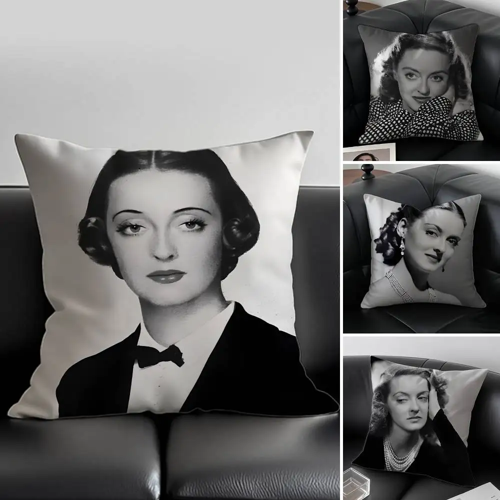 B-Bette D-Davis الممثلة كيس وسادة مكافحة الغبار المخدة غير مرئية سستة حريري قصير أفخم غطاء وسادة أريكة #2