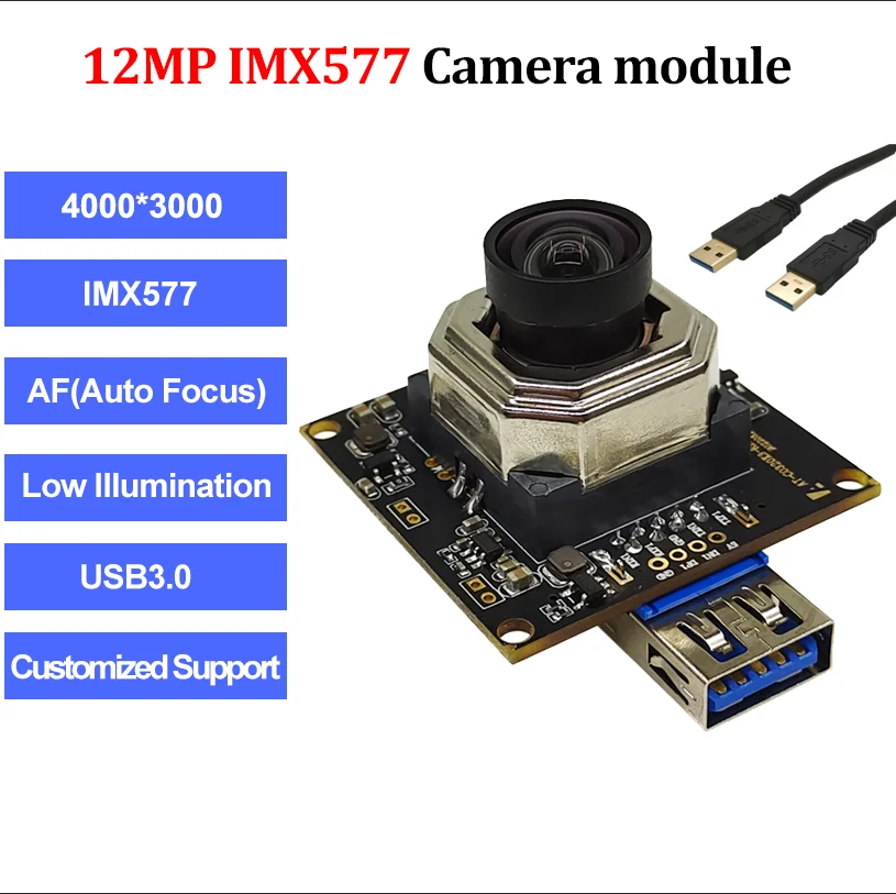 

4K 12MP IMX577 cmos USB3.0 Camera Module 100Degree AF Low Illumination 4000Hx3000V IR-CUT FiIter UVC Webcam For Face Recognition
