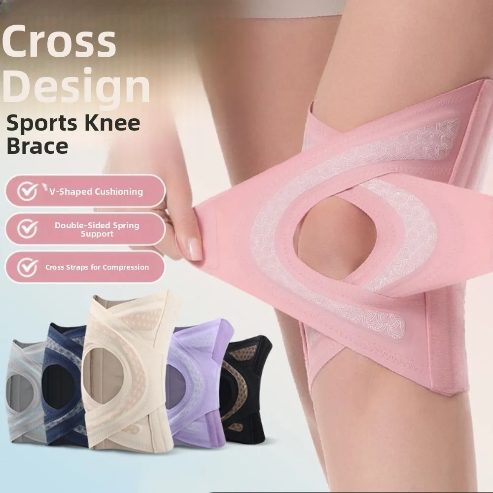 Thin Design Sports Knee Pads Pressurized Elastic Cross Strap Knee Support Brace Meniscus Joint Support Compression Fit