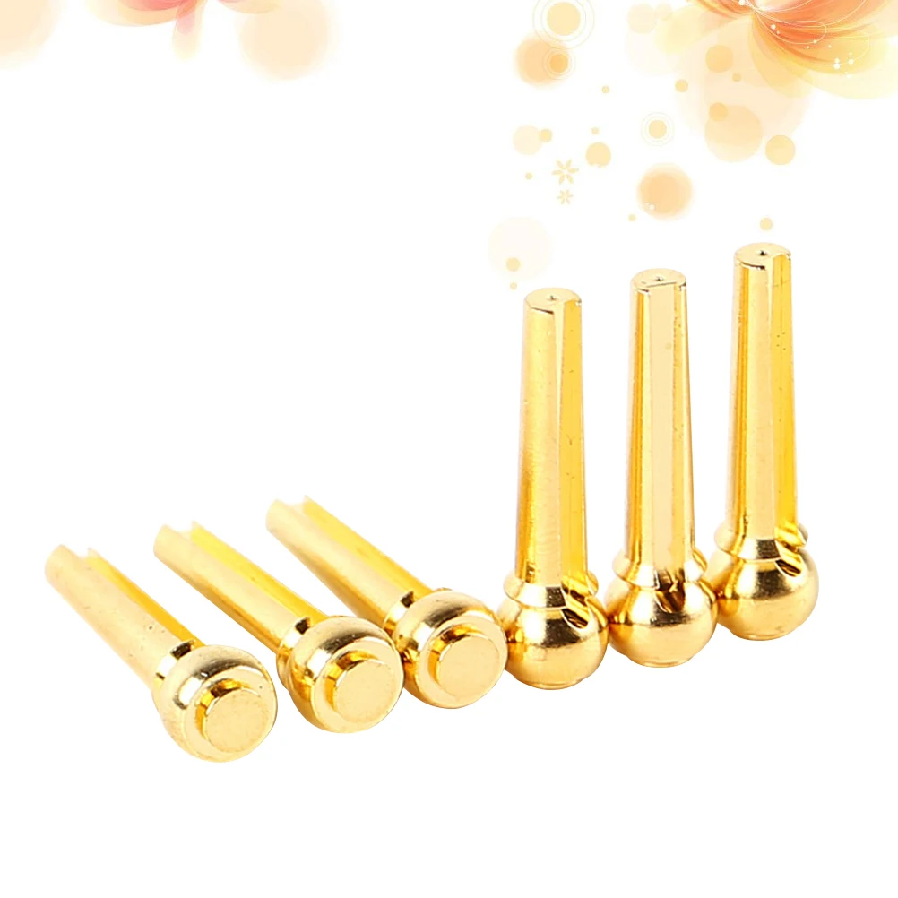 

6pcs Brass Guitar Bridge Pins Durable Stable Frequency Sweep Picking Strengthen Volume String Studs For Acoustic Folk Classical
