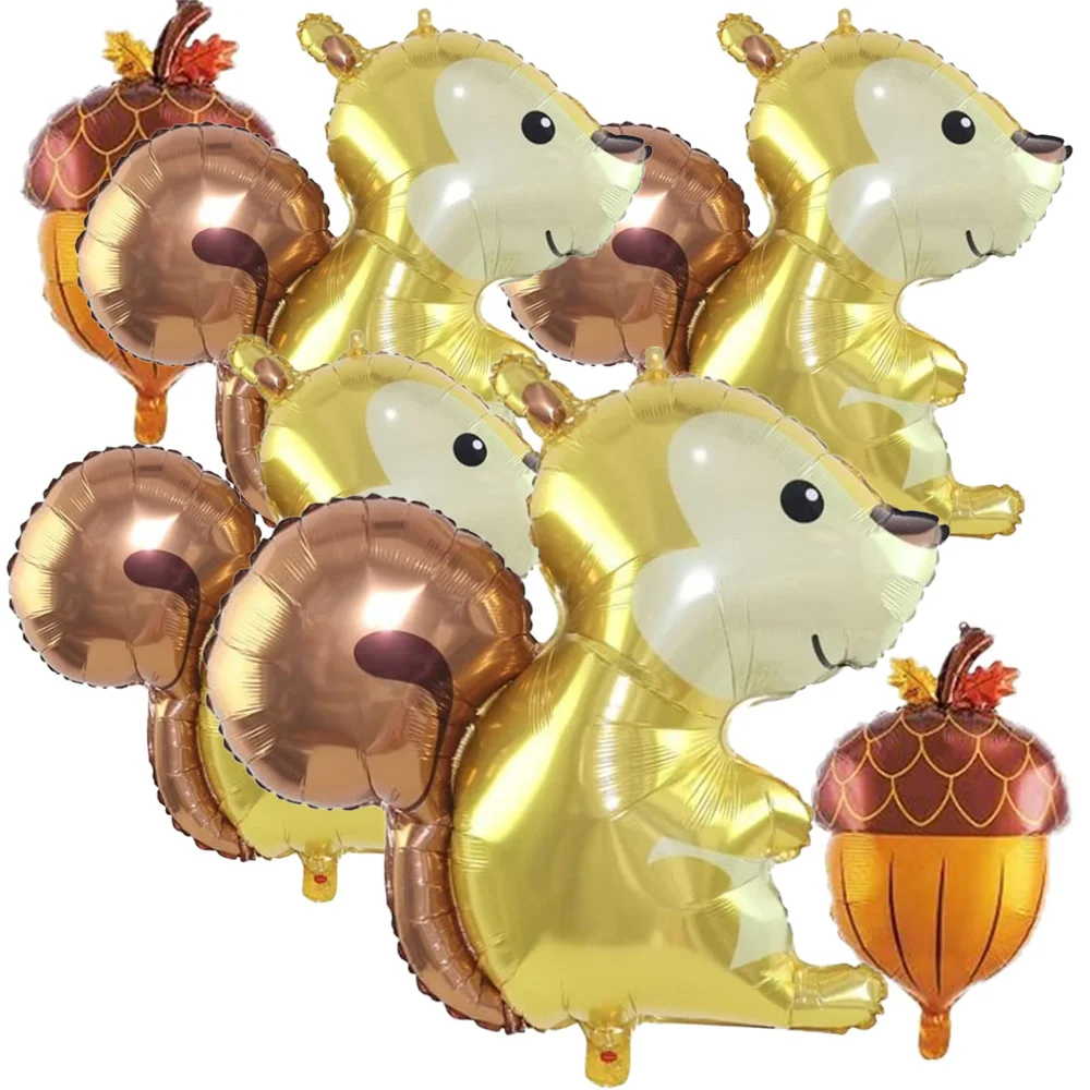 

6 Pcs Woodland Animal Birthday Party Baby Shower Giant Foil Balloons 59x58cm Squirrel Pinecone Jungle Safari Themed Decorations