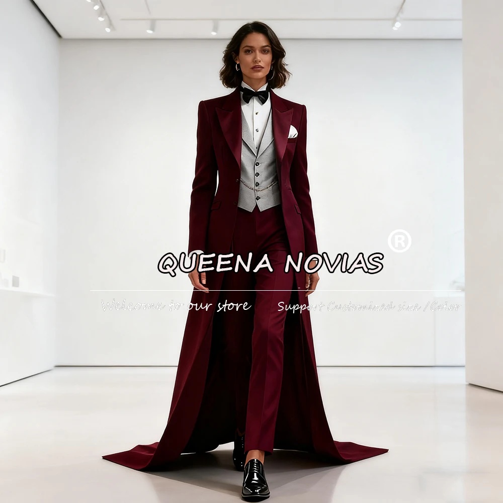 تصميم فريد من نوعه يناسب النساء 3 قطع مجموعات واحدة الصدر حفلة موسيقية الحلل مع قطار طويل مخصص العروس حفلة استقبال البدلات الرسمية