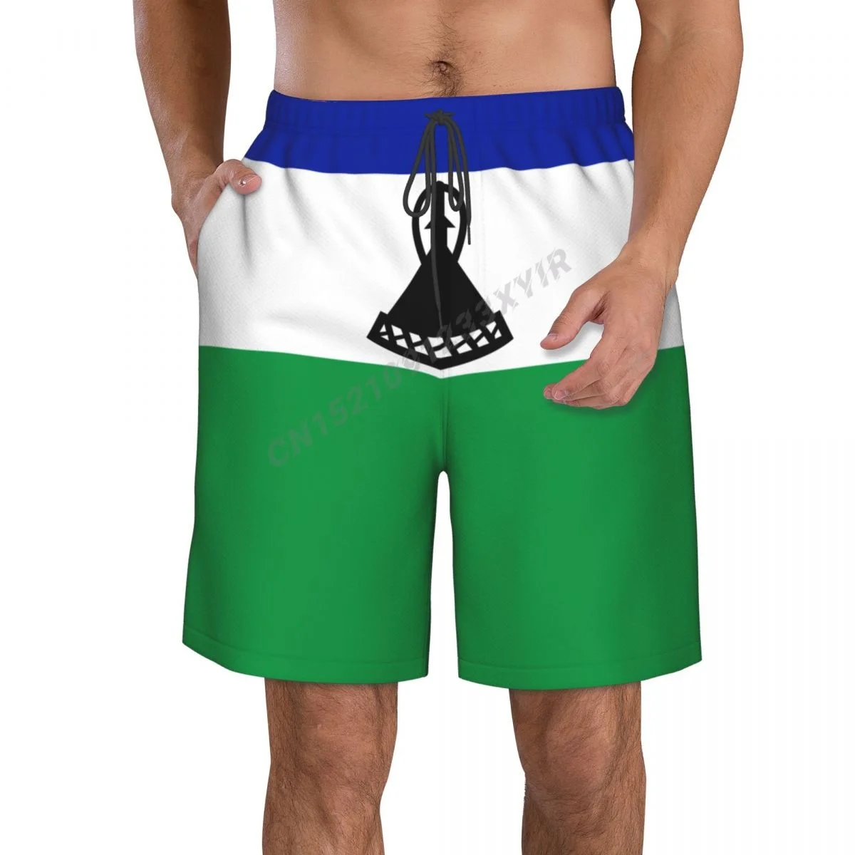 

Summer Men's Lesotho Flag Beach Pants Shorts Surfing M-2XL Polyester Swimwear Running