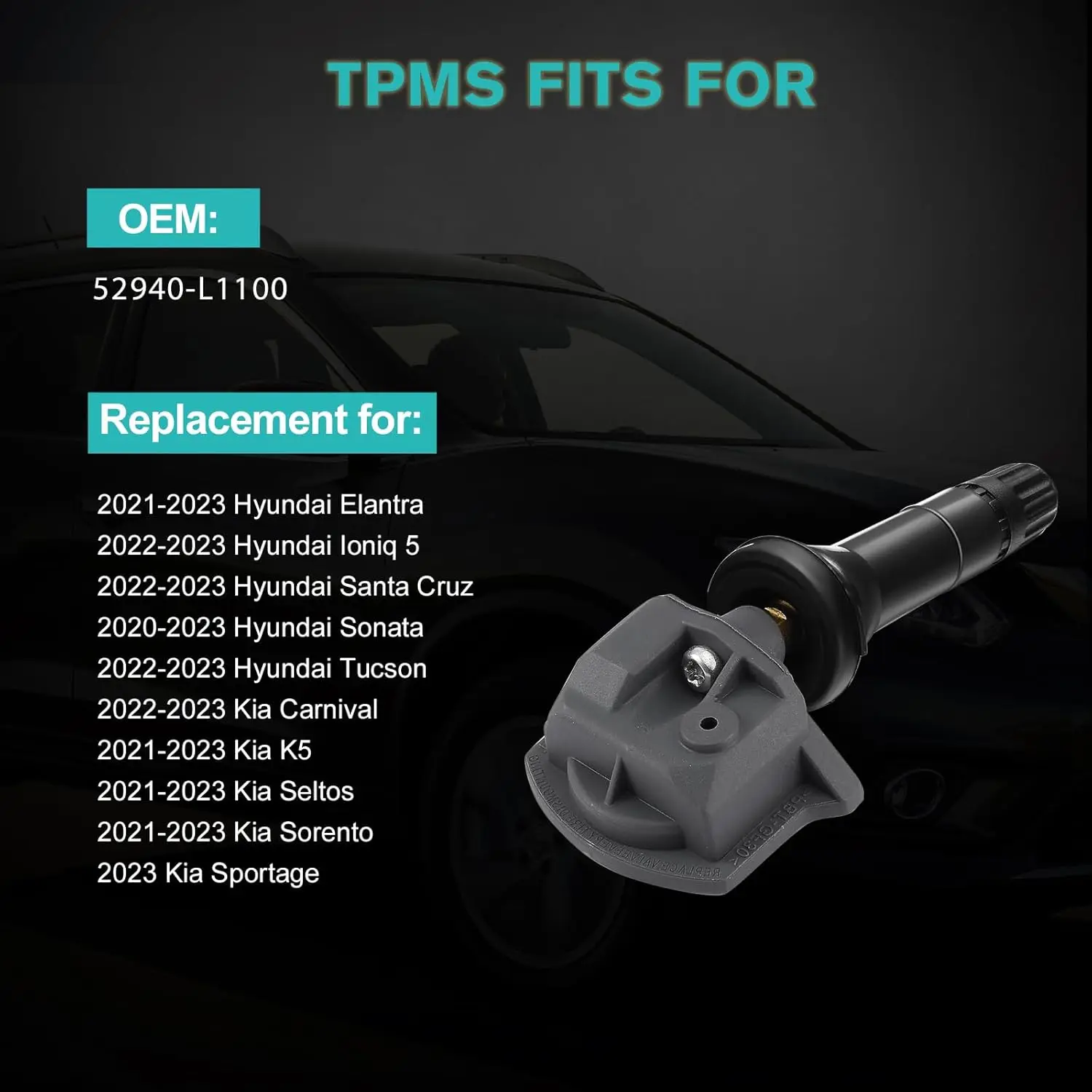 4X 52940-L1100 52940L1100 433MHz TPMS مستشعر ضغط الإطارات لشركة هيونداي إلنترا أيونيك سوناتا كيا كرنفال أوبتيما سورينتو 20-2023 #6