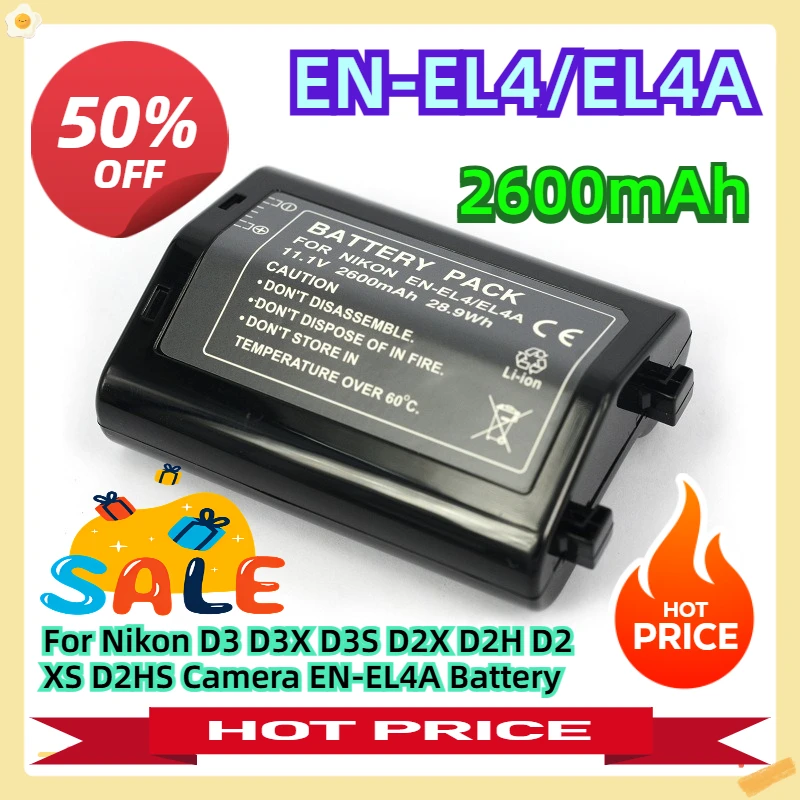 

For Nikon D3 D3X D3S D2X D2H D2XS D2HS Camera EN-EL4A Battery