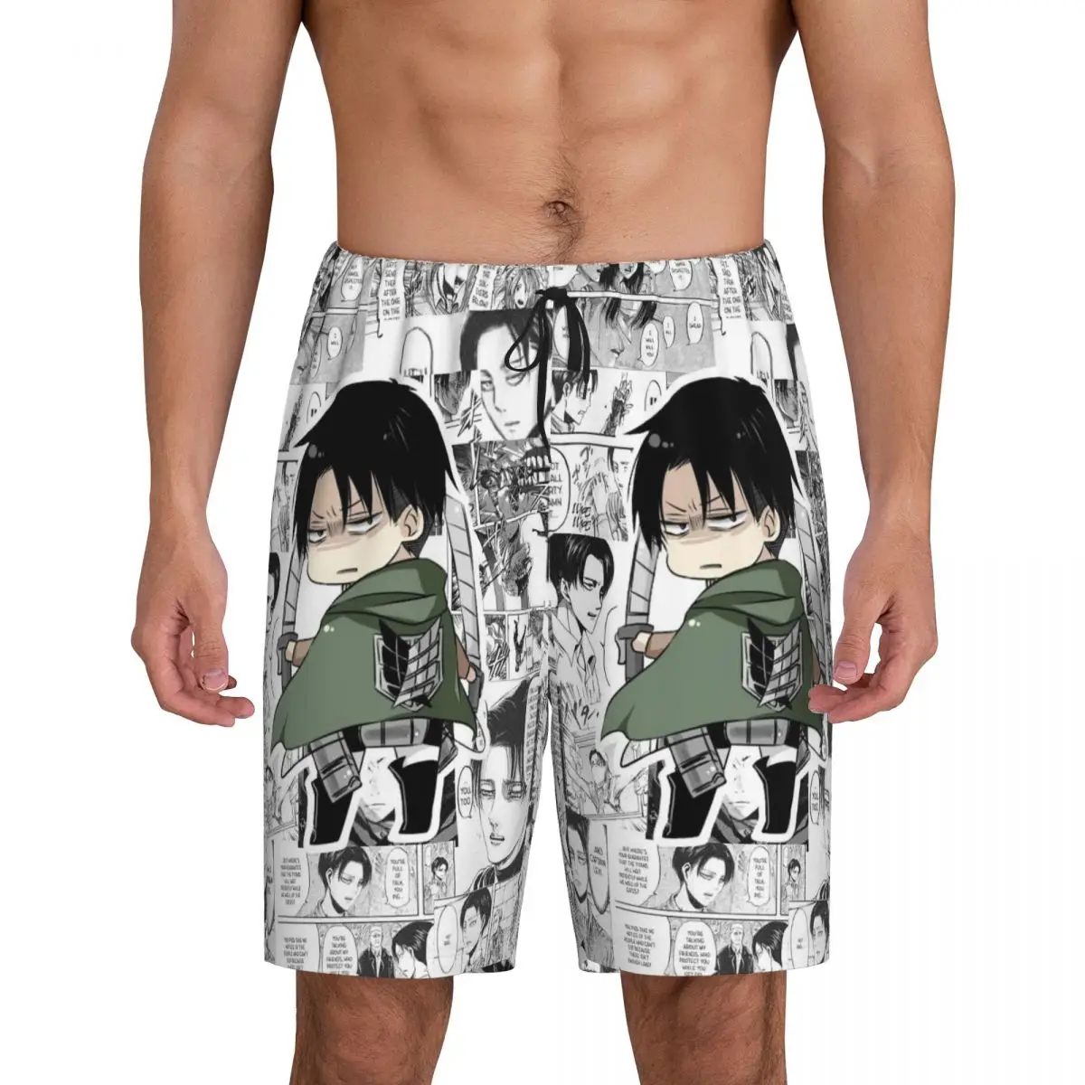 

Custom Levi Ackerman Attack On Titan Short Pajama Pants Men Sleepwear Sleep Lounge Bottom Shorts Sleeping Pants